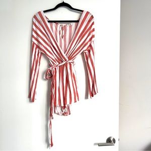 Essue Striped Romper Small Red White